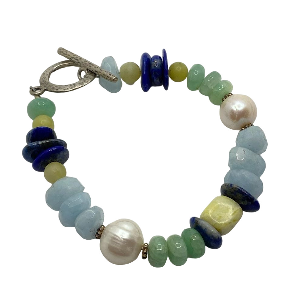 🍭6/$30 T clasp multicolor beaded pearl bracelet